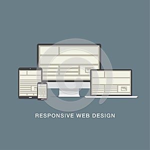 Responsive web design grid and flat icons vector