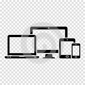 Responsive web design icons. Computer monitor, smartphone, tablet and laptop.