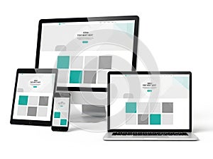 Responsive web design layout isolated on white background