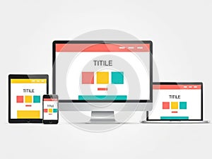 Responsive web design layout isolated on white background