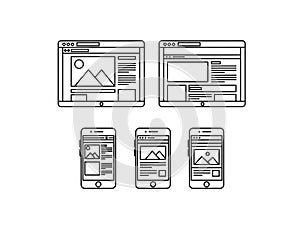 Responsive web design layouts on multiple devices