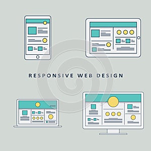 Responsive web design mockup template vector
