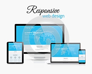 Responsive web design in modern flat vector style concept image