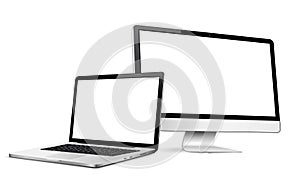 Responsive web design monoblock computer display with laptop isolated