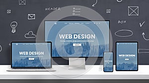 Responsive web design page promotion on different display devices photo