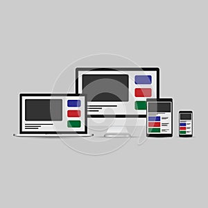 Responsive web design. Set web page on computer