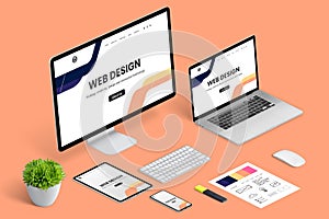 Responsive web design studio page presentation concept