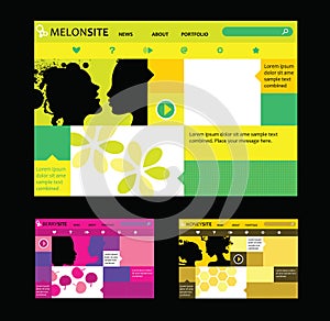 Responsive web design templates in various colors