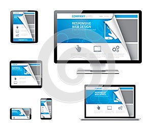 Responsive web design vector concept with curved p