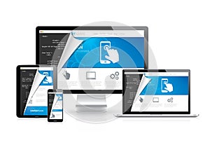 Responsive web design vector with html code script in background