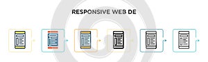 Responsive web design vector icon in 6 different modern styles. Black, two colored responsive web design icons designed in filled