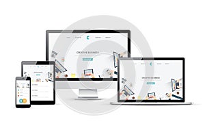 Responsive web design and website development vector devices photo