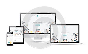 Responsive web design and website development vector devices