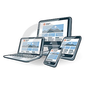 Responsive website design on different electronic devices