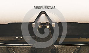 Respuestas, Spanish text for Answers on vintage type writer from photo