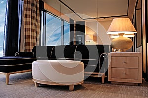 Rest area in a modern elegant hotel room