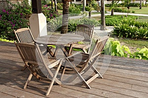 Rest on coast. table and chairs on beach