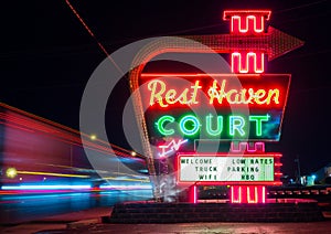 Rest Haven Court, Neon Sign. Route 66.