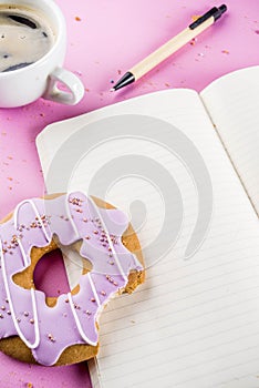 Coffee cup and biscuits donut