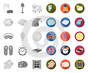 Rest and sleep mono,flat icons in set collection for design. Accessories and comfort vector symbol stock web