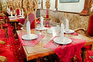 Restaurant with ancient medieval castle interior