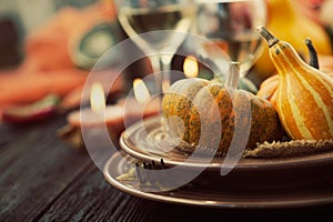 Restaurant autumn place setting photo