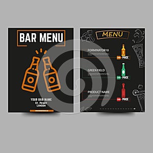 Restaurant Bar chalkboard drinks menu on a black background