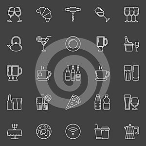 Restaurant and bar line icons