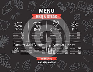 Restaurant BBQ steak menu design