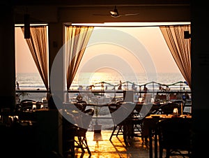 Restaurant on the Beach at sunset