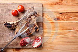 Restaurant beef steak menu or recipe background