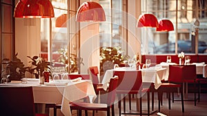 restaurant blurred red white interior