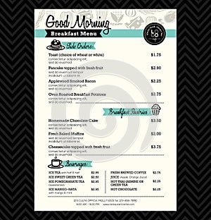 Restaurant Breakfast menu design Template layout