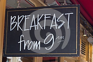 Restaurant breakfast sign