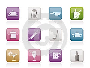 Restaurant, cafe, food and drink icons