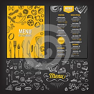 Restaurant cafe menu, template design.