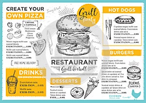 Restaurant cafe menu, template design.