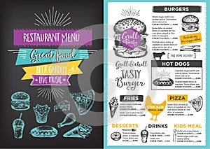 Restaurant cafe menu, template design.