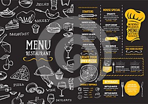 Restaurant cafe menu, template design. Food flyer.