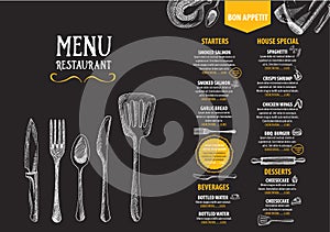 Restaurant cafe menu, template design. Food flyer. photo