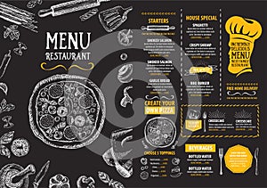 Restaurant cafe menu, template design. Food flyer. photo
