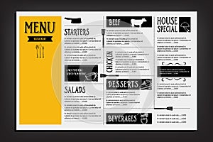 Restaurant cafe menu, template design. Food flyer.