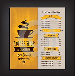 Restaurant cafe menu, template design. photo