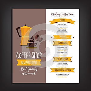 Restaurant cafe menu, template design.