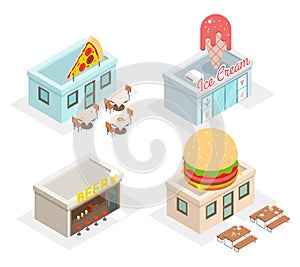 Restaurant, cafes and fast food shop icons