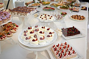 Restaurant candy-bar with different desserts