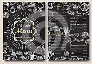 Restaurant chalkboard menu design vector hand drawn illustration