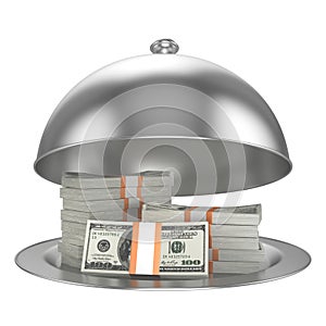 Restaurant cloche with dollars photo