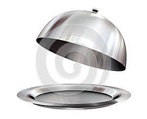 Restaurant cloche with open lid photo