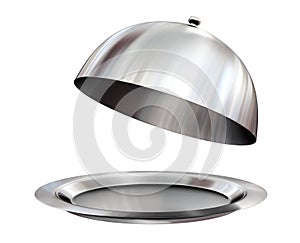 Restaurant cloche with open lid